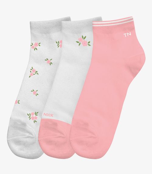 Kit 3 Pares De Meia Cano Curto Infantil Trick Nick Branco