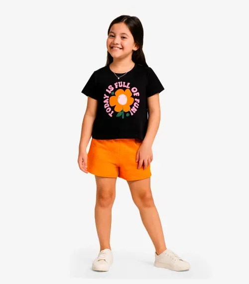Conjunto Infantil Blusa Com Shorts Rovi Kids Preto