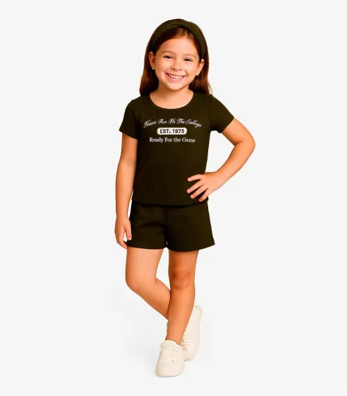 Conjunto Menina Infantil Blusa e Shorts Select Verde