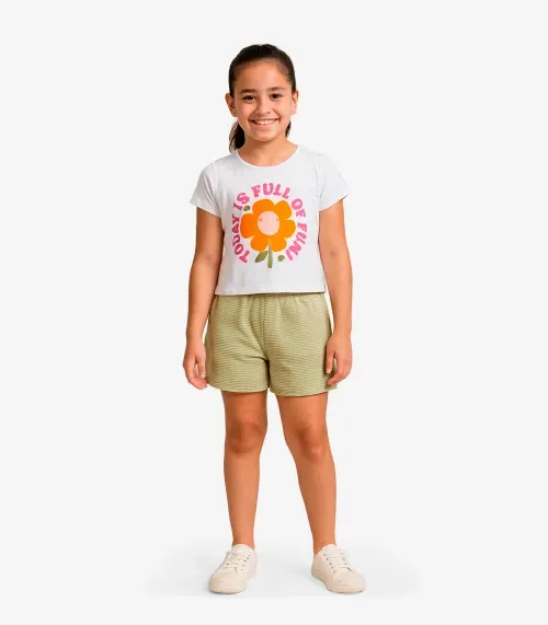 Conjunto Infantil Blusa Com Shorts Rovi Kids Branco