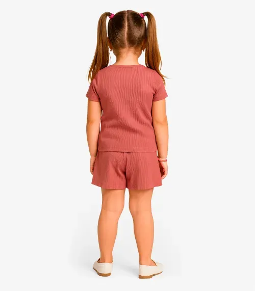 Conjunto Menina Infantil Blusa e Shorts Select Rosa