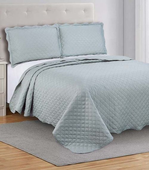 Colcha Grid Queen Camesa Cinza