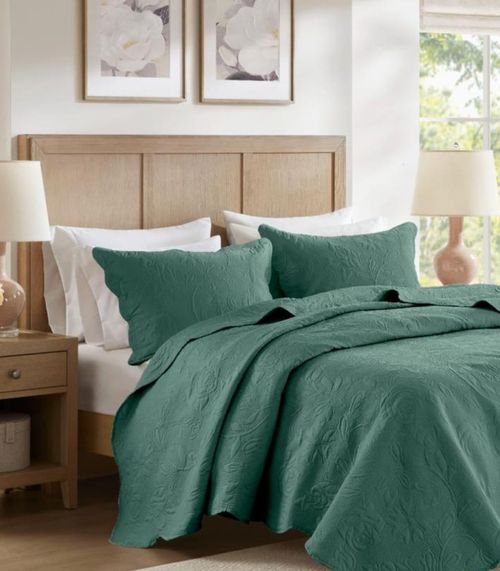 Jogo De Colcha Solteiro Milão 150 Fios Corttex Verde