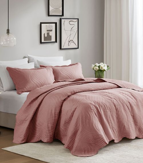Jogo De Colcha King Milão 150 Fios Corttex Rosa