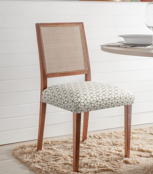 Capa Estampada Para Assento De Cadeira Adomes Bege