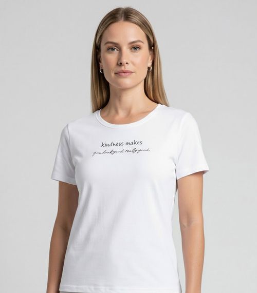 Blusa Feminina Manga Curta Infinita Cor Branco