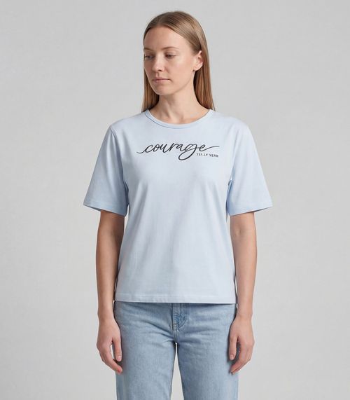 T-Shirt Cropped Feminina Com Estampa Infinita Cor Azul