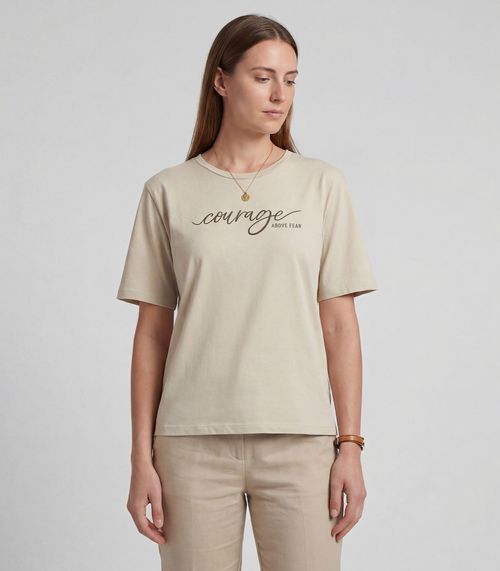 T-Shirt Cropped Feminina Com Estampa Infinita Cor Bege