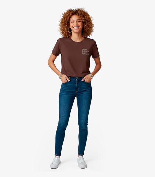 Blusa Feminina Manga Curta Infinita Cor Marrom