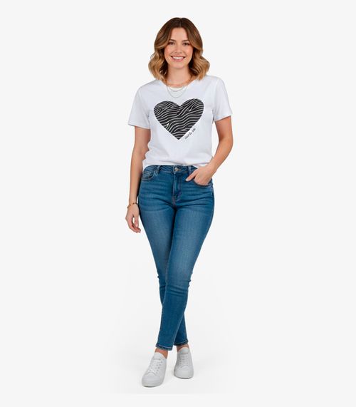 Blusa Feminina Manga Curta Infinita Cor Branco