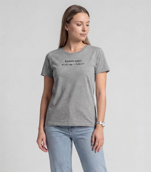 Blusa Feminina Manga Curta Infinita Cor Cinza