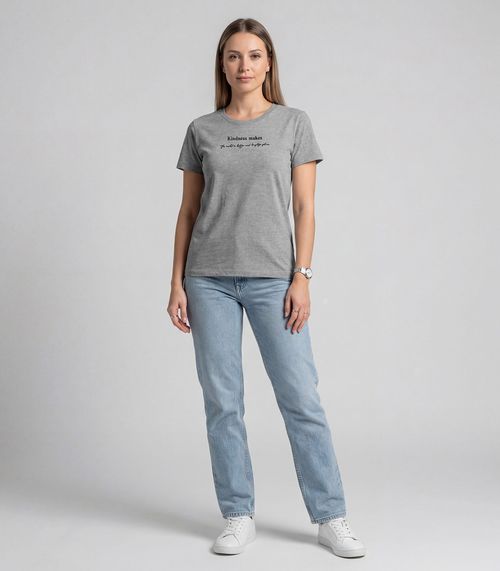 Blusa Feminina Manga Curta Infinita Cor Cinza