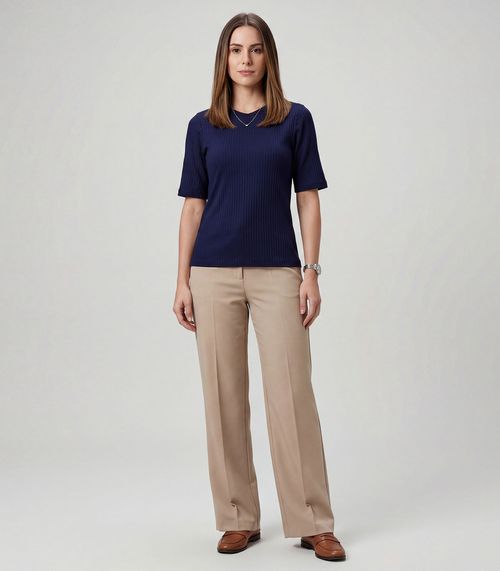 Blusa Feminina Ribana Canelada Infinita Cor Azul