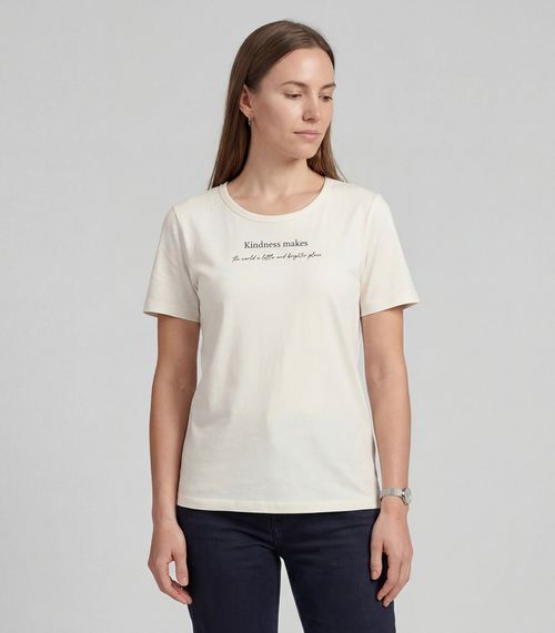 Blusa Feminina Manga Curta Infinita Cor Bege