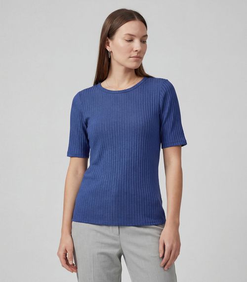 Blusa Feminina Ribana Canelada Infinita Cor Azul