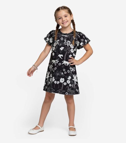 Vestido Infantil Feminino Estampado Select Preto