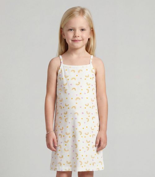 Vestido Infantil em Cotton Leve Rotativo Select Bege