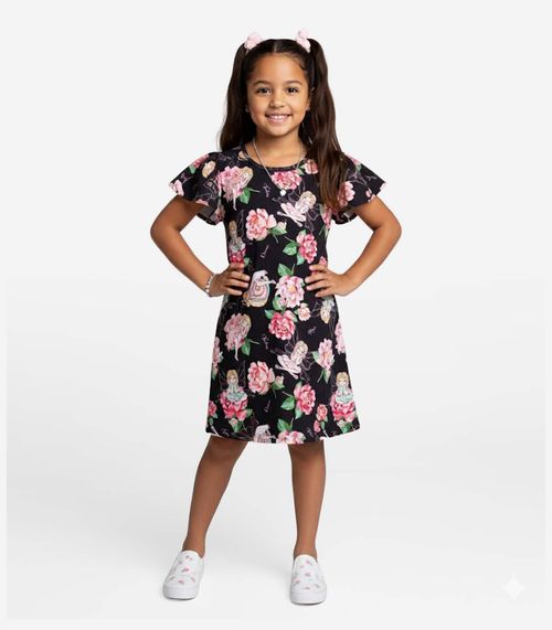 Vestido Infantil Feminino Estampado Select Bege