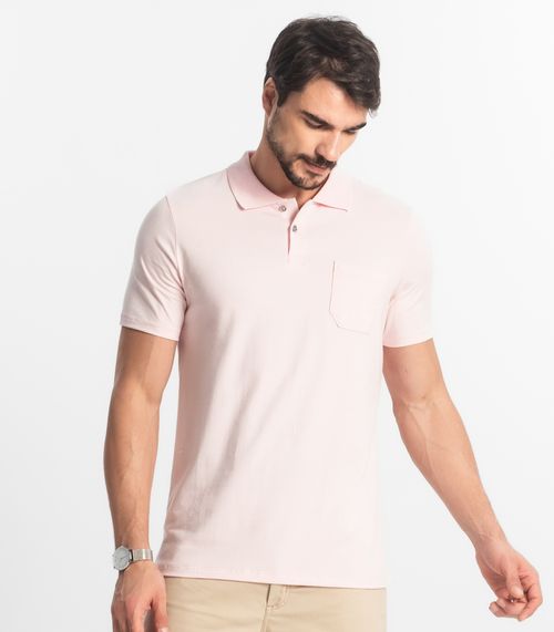Polo Masculina Com Bolso Cotton Leve Diametro Rosa