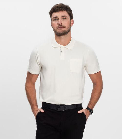 Polo Masculina Com Bolso Cotton Leve Diametro Bege