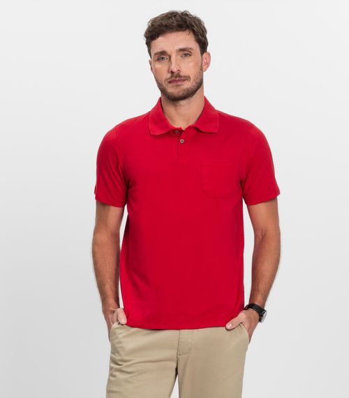 Polo Masculina Com Bolso Cotton Leve Diametro Vermelho