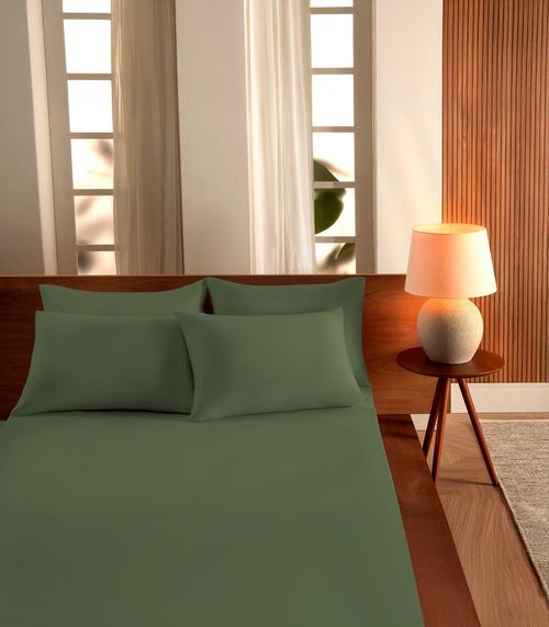 Jogo De Cama Queen Malha 3 Peças Liso Vivaldi Verde