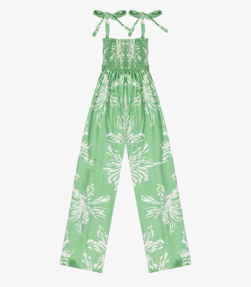 Macacão Longo Feminino De Lastex Estampado Select Verde