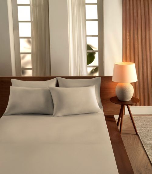 Jogo De Cama Queen Malha 3 Peças Liso Vivaldi Bege