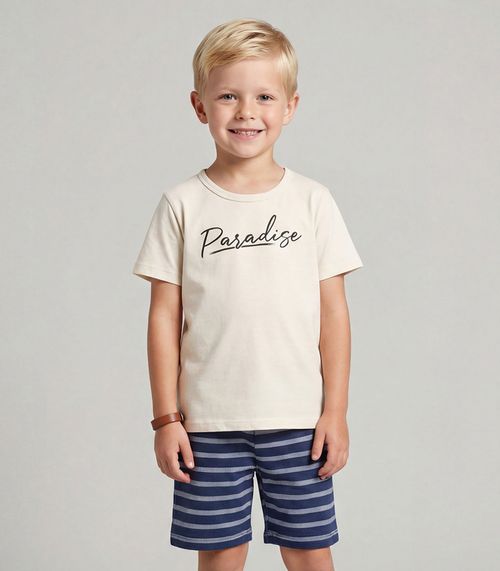 Conjunto Infantil Camiseta e Bermuda Select Bege