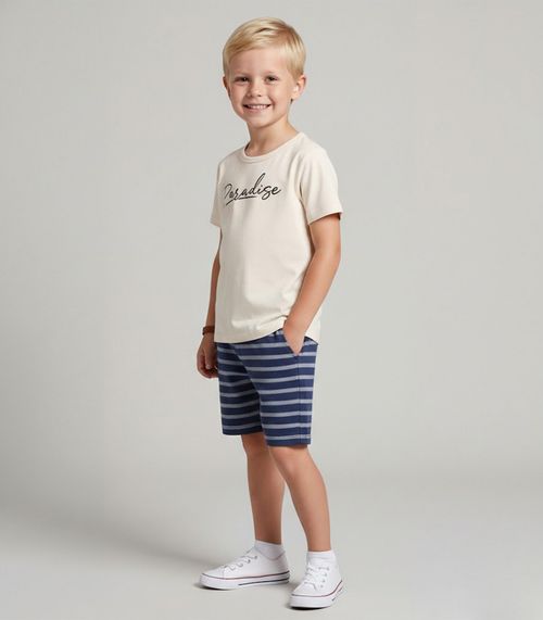 Conjunto Infantil Camiseta e Bermuda Select Bege
