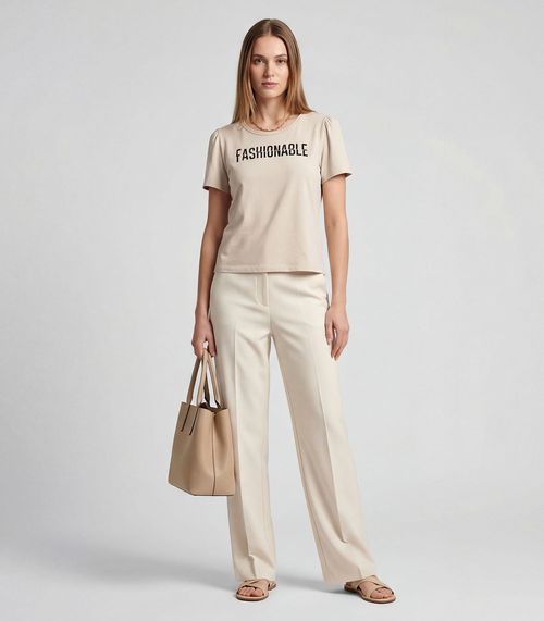 Blusa Feminina Em Visco Tricot Infinita Cor Bege