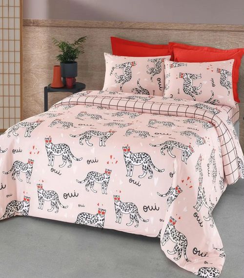 Jogo Capa de Edredom Solteiro 2 Peças Lar e Lazer Rosa