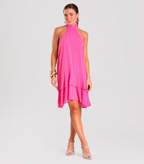 Vestido Curto Feminino Em Viscose Style Box Rosa