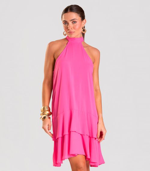 Vestido Curto Feminino Em Viscose Style Box Rosa