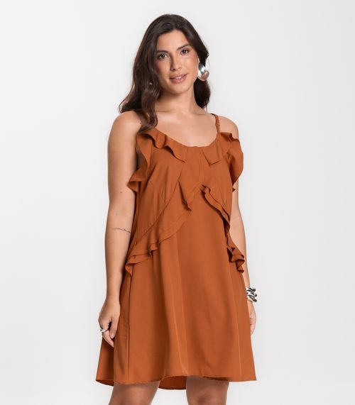 Vestido Curto Feminino Boho De Alças Select Marrom