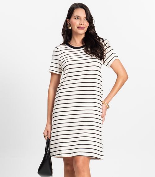 Vestido Feminino Listrado Rovitex Bege