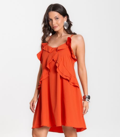 Vestido Curto Feminino Boho De Alças Select Laranja
