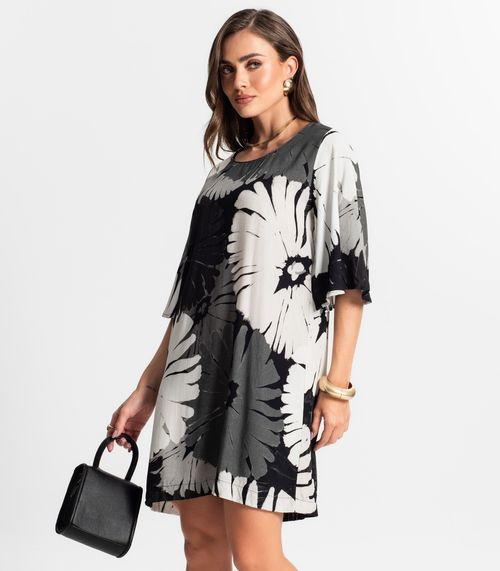 Vestido Curto Estampado Endless Cinza