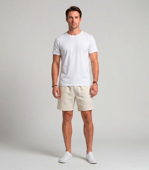 Bermuda Masculina Com Bolsos E Cós Elástico Rox Bege