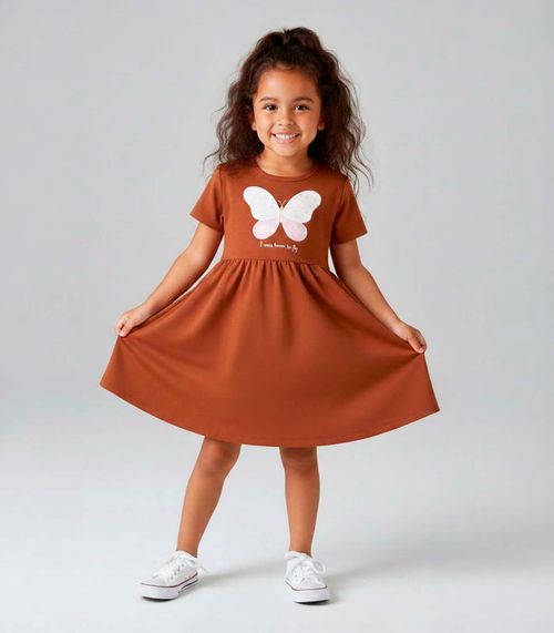 Vestido Infantil em Molecotton Select Marrom