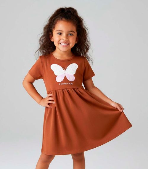 Vestido Infantil em Molecotton Select Marrom
