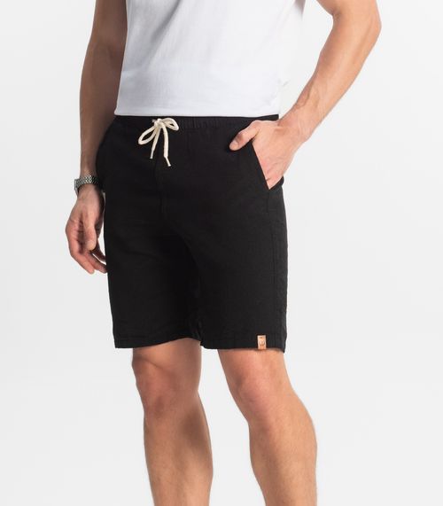 Bermuda Masculina Sarja Elástico E Bolsos Shift Preto