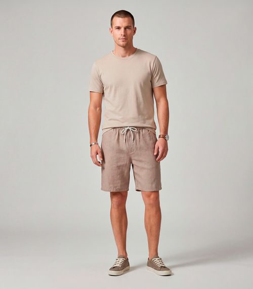 Bermuda Masculina Sarja Elástico E Bolsos Shift Bege