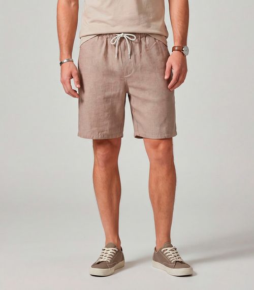Bermuda Masculina Sarja Elástico E Bolsos Shift Bege