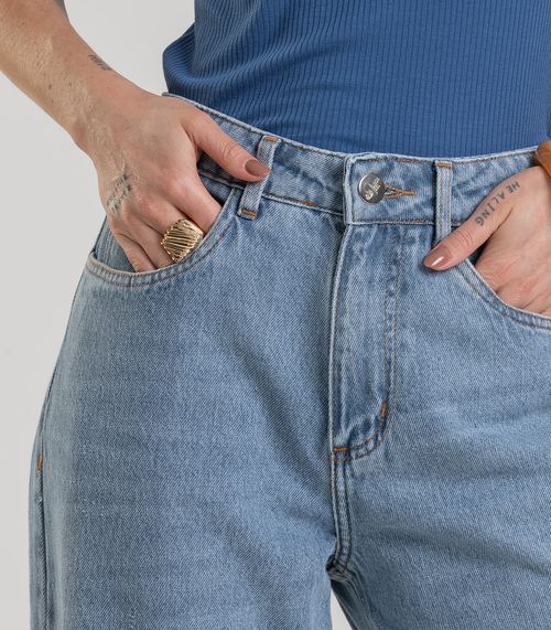 Calça Jeans Feminina Wide Leg Cintura Alta Dianna Azul