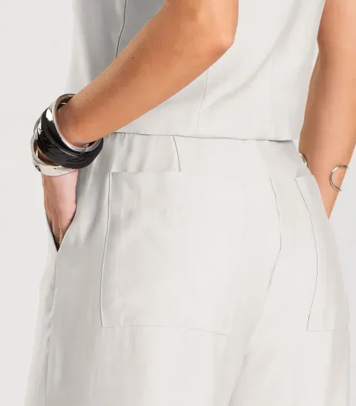 Calça Pantalona em Tecido Alfaiataria Dianna Bege