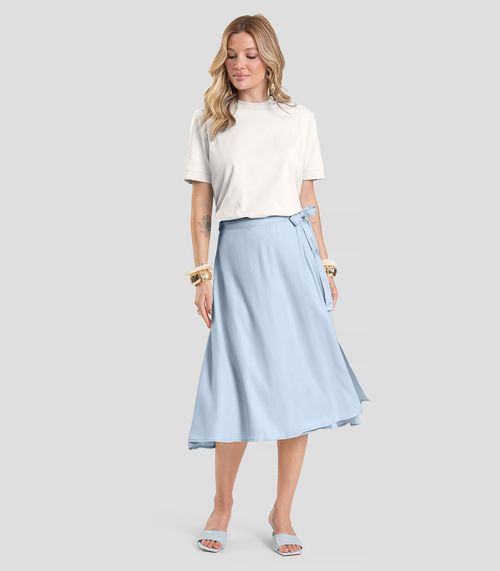 Saia Feminina Midi Envelope Dianna Azul