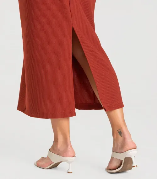 Saia Feminina Midi Dianna Marrom