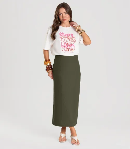 Saia Feminina Midi Dianna Verde