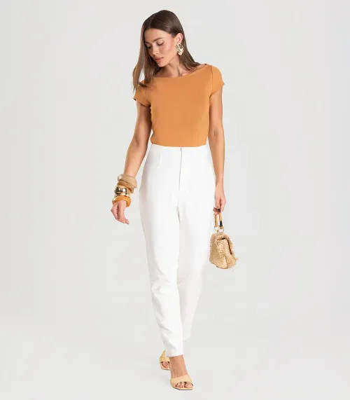 Calça Feminina em Malha Ponto Roma Dianna Bege